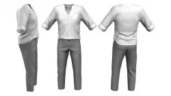 Skinny Pants Loose Tucked In Standing Collar White Shirt Outfit Low-poly 3D model