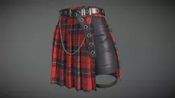 Skirt Dark Plaid Striped Low-poly 3D model