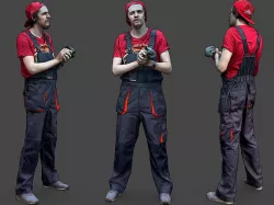 Stylized Car Mechanic Character 3D model