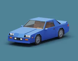 Stylized Cartoon Coupe Car 80s   Low-poly 3D model