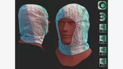 Surgical polypropylene medical scrub cap mask 3D model