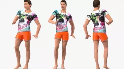 Teen Boy Summer Clothes 3D model