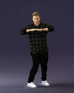 Teen in a checked shirt 0209 3D model