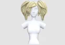 Thick Pigtails Hairstyle  3D model