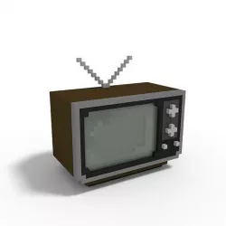Voxel Vintage Retro 1970s TV Television Set  Low-poly 3D model