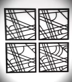 Wall Decor Lines and Arches 3D  Wall Art Set of 4 3D model