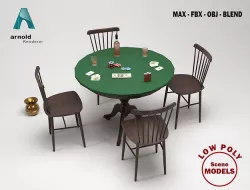 Western Saloon Table Low-poly 3D model