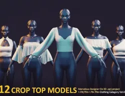 WOMAN CLOTHING  12 CROP TOP  Marvelous Designer  CLO 3D 3D model