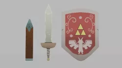 Zelda like Sword and Shield Low-poly 3D model