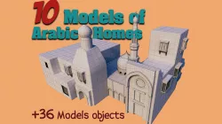 10 Models of Arabic houses and36 models of middle Eastern object Low-poly 3D model
