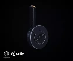 72rnd Drum magazine 9mm PBR Low-poly 3D model