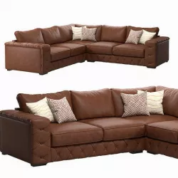 Bohemian Leather Corner Sofa - Santi 3D model