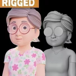 Cartoon Grandma - Fully rigged 3D model