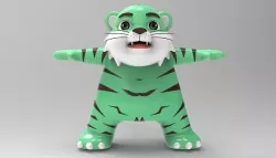 Cartoon Green Tiger 3D  Low-poly 3D model