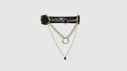 Choker Collar C02 Black Gold - Character Design Punk Gothic Low-poly 3D model