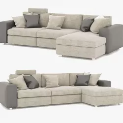 corner sofa set with pillows 3D model