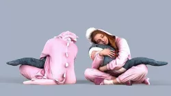 Cute Girl in Pajamas 3D model