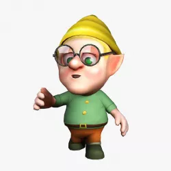 Dwarf with glasses Low-poly 3D model