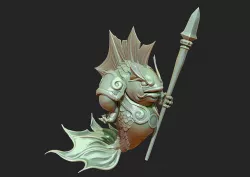 fish head monster guard sculpture 3D model