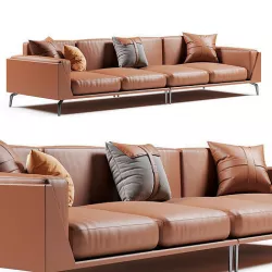 Francesca Neo-modern Genuine Leather Sofa 3D model