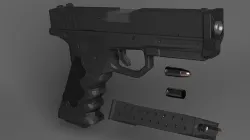 Futurist 9mm Pistol Low-poly 3D model