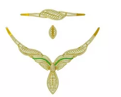 Gold set choker necklaces and varieties 3D model