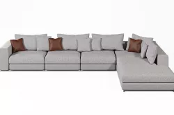 Grey fabric modern sofa 3D model