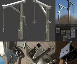 Hand Crank Crane Remastered Low-poly 3D model