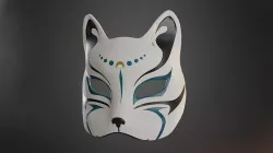Japanese Cat Mask Low-poly 3D model