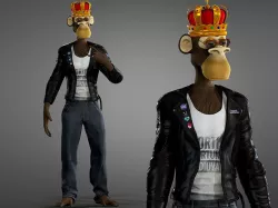 King Bored Ape Low-poly 3D model