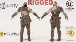 Kratos God Of War RIGGED 3D model