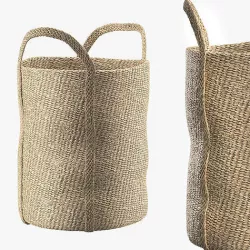 laundry jute basket natural 3D model