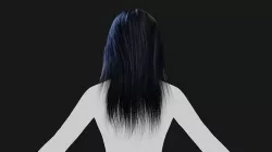Long black hair with eyebrows and lashes 3D model