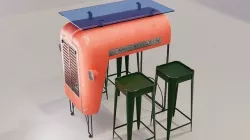 LOW POLY 3D TRACTOR TABLE Low-poly 3D model
