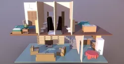 Low Poly House Interior Low-poly 3D model