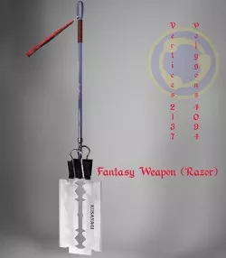 Low poly model of a two-handed fantasy weapon Razor Low-poly 3D model