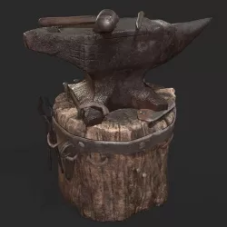 Medieval Blacksmith Anvil Set Low-poly 3D model