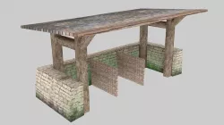 Medieval stable low poly Low-poly 3D model