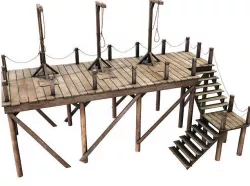 Medieval Triple Gallows Low-poly 3D model