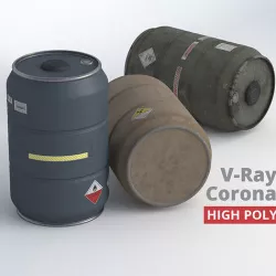 Metal Barrel - High Poly with 35 color and grunge variants 3D model