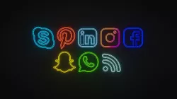 Multiple Social Media Brands Logos Neon Signs 3D model