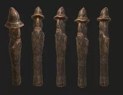 Next Gen AAA Slavic Wooden Medieval Settlement Totem Statue Low-poly 3D model