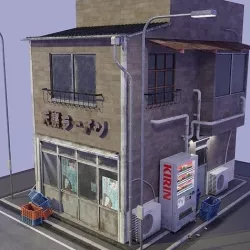 Old Japanese Ramen Shop 3D model