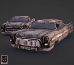 Post-Apocalyptic Retrofuturistic Car Low-poly 3D model