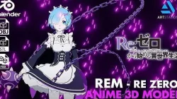 Rem - Re Zero anime 3D model