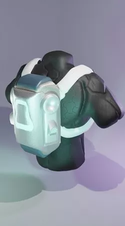 Sci-fi themed bag with armored vest Low-poly 3D model