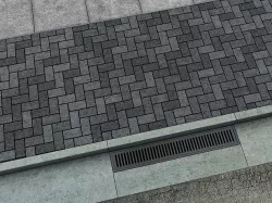 Set of Asphalt Road Sewer Grate and Sidewalk Tile 3D model