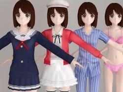 T pose nonrigged model of Megumi Kato anime girl 3D model