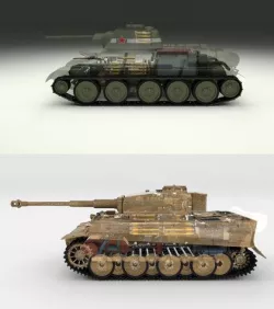 T34-76 Tiger Tank Early Pack with Interior and Engine Bay 3D model