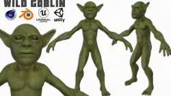 Wild Goblin with control rig I Epic skeleton Low-poly 3D model